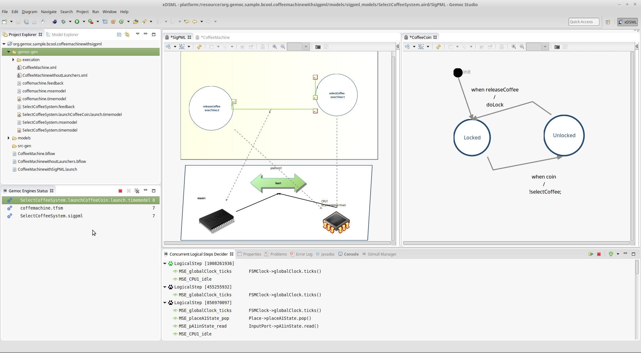 Step by step execution of the coordinated models